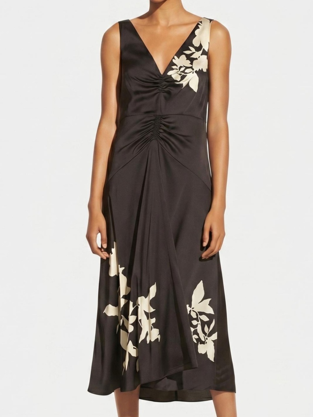 Vince Black Floral Slip Dress Sz 4 - Picture 6 of 10